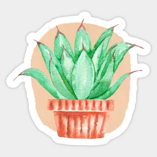 Watercolor Potted Green Succulent Sticker